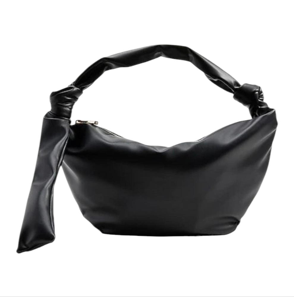Express Black Faux Leather Crescent Hobo Bag